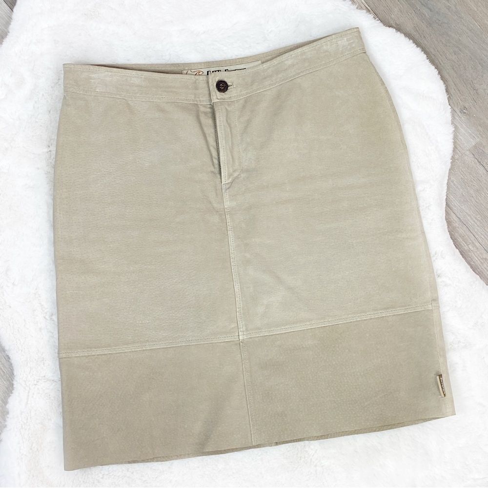 Billabong Vintage Suede Leather A‎ Line Skirt Taupe Tan Juniors 7